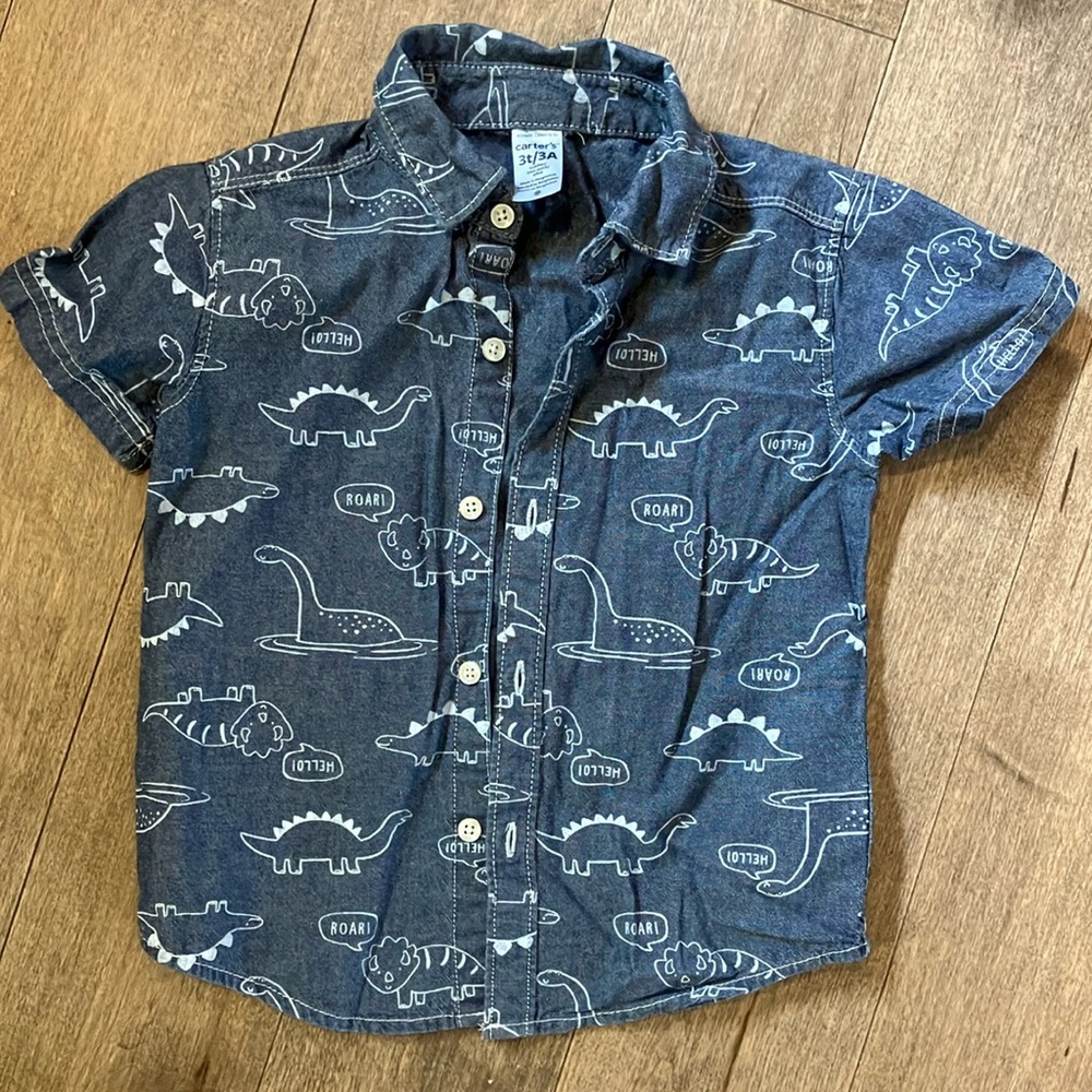 Carter’s dinosaur print button shirt